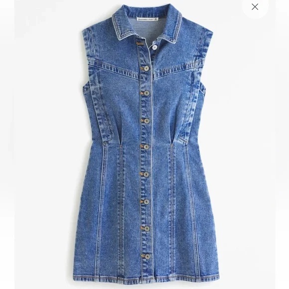 Abercrombie & Fitch Denim Mini Dress, Size Medium - Picture 3 of 9